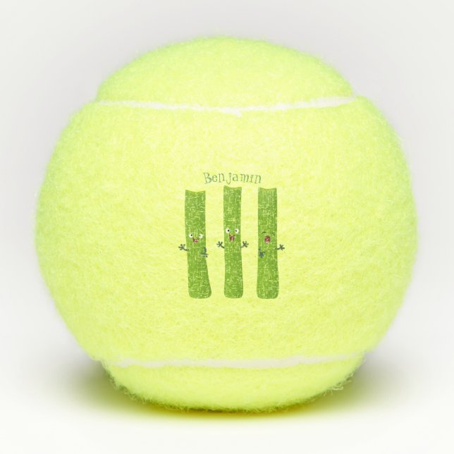 Cute celery sticks trio cartoon vegetables tennis balls (Front)