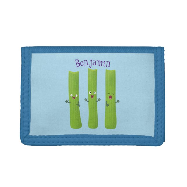 Cute celery sticks trio cartoon vegetables trifold wallet (Front)