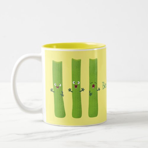 Cute celery sticks trio cartoon vegetables  Two_Tone coffee mug