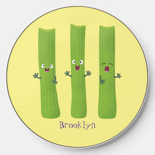 Cute celery sticks trio cartoon vegetables wireless charger  (Front)