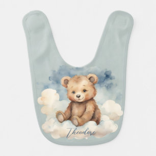 Cute Celestial Bear Boy Baby Bib