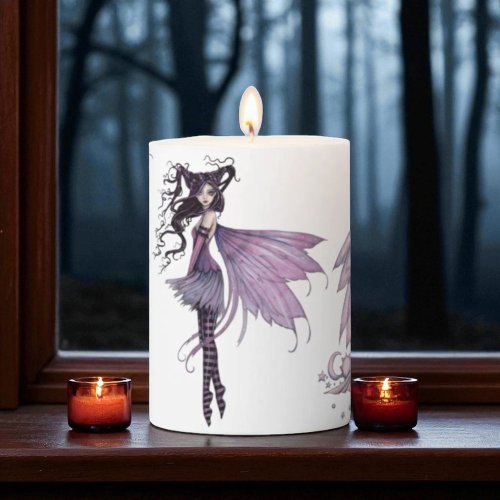 Cute Celestial Fairies by Molly Harrison Art Pillar Candle