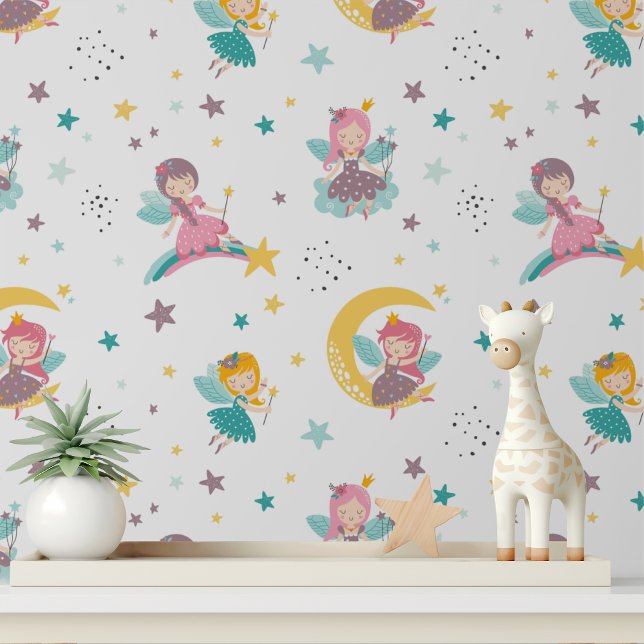 Cute Celestial Fairy Girl Modern Kids Pattern Wallpaper (Creator Uploaded)