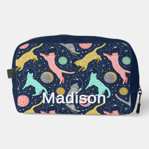 Cute Celestial Mystical Space Cats Personalized Dopp Kit