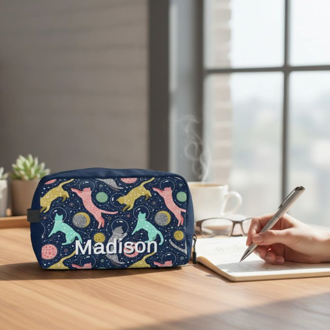 Cute Celestial Mystical Space Cats Personalized Dopp Kit (Creator Uploaded)