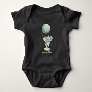 Cute Celestial Prince Elephant Balloon Stars Nurse Baby Bodysuit