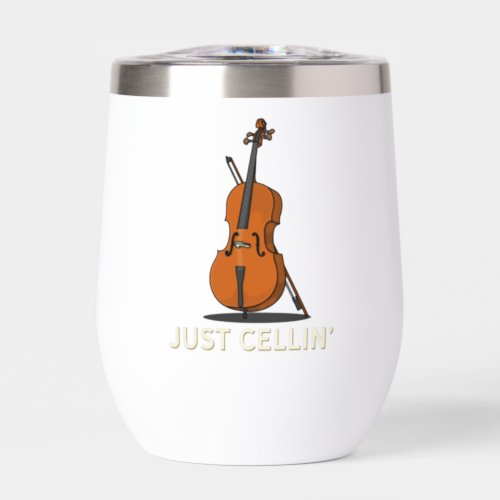 Cute Cellist Birthday Gag Gift  Thermal Wine Tumbler