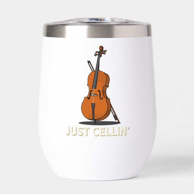 Cute Cellist Birthday Gag Gift  Thermal Wine Tumbler (Front)