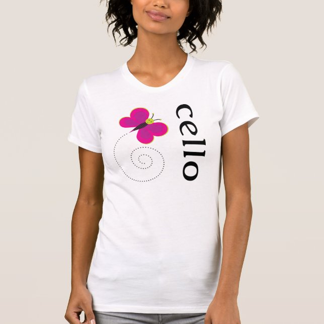 Cute Cello Butterfly Music Design T-Shirt (Front)