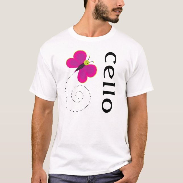 Cute Cello Butterfly Music Design T-Shirt (Front)