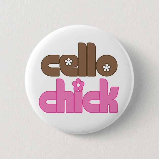 Cute Cello Chick Pinback Button (Front)
