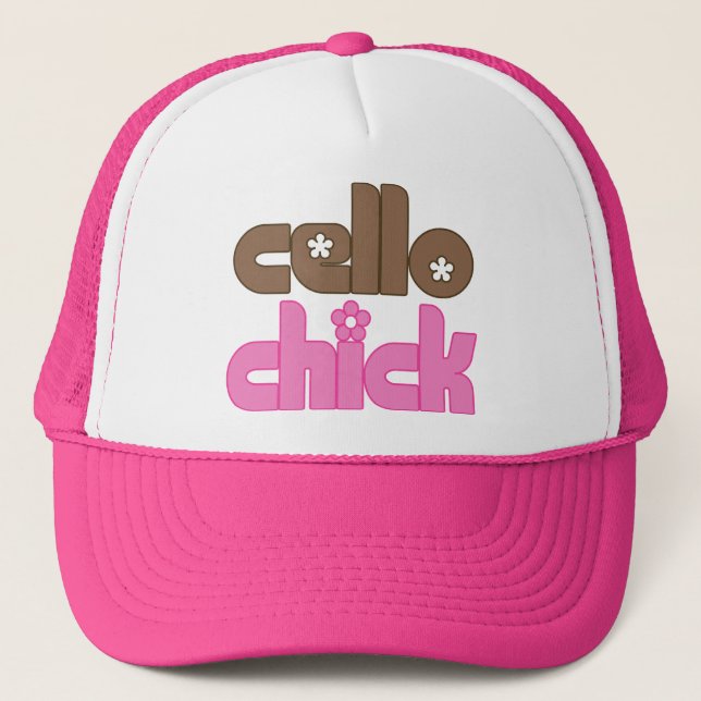 Cute Cello Chick Trucker Hat (Front)