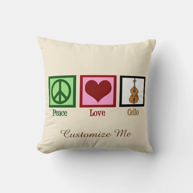 Cute Cello Custom Ivory Throw Pillow (Front)