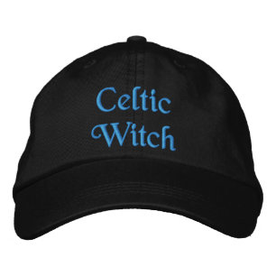 Cute Celtic Witch Quote Turquoise Black  Embroidered Baseball Cap