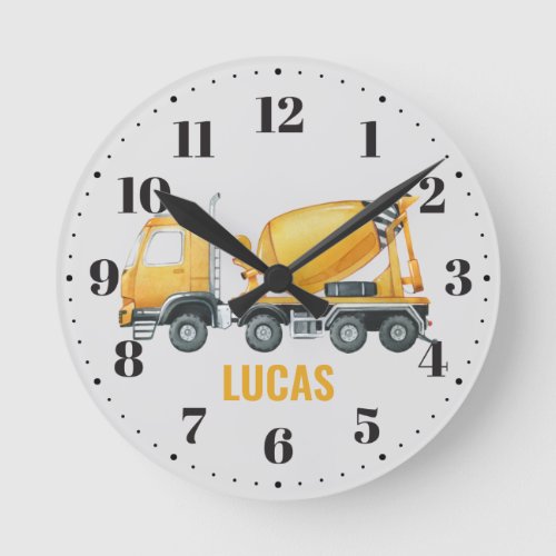 Cute Cement Truck Boys Bedroom Nursery Decor  Round Clock