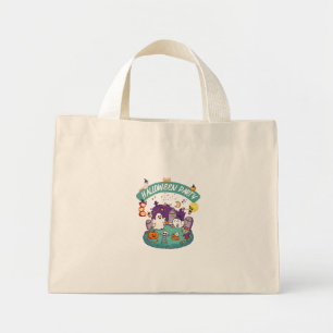 Cute Cemetery Ghost and Zombie Halloween  Mini Tote Bag
