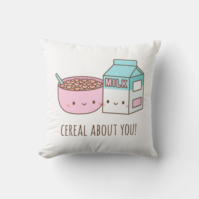 Cute Cereal About You Couple Room Decor Throw Pillow (Front)