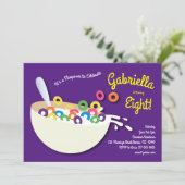 Cute Cereal Bowl Kids Sleepover Birthday Party Invitation (Standing Front)