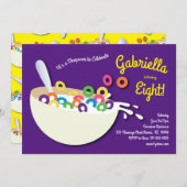 Cute Cereal Bowl Kids Sleepover Birthday Party Invitation (Front/Back)