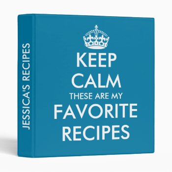 Cute Cerulean Blue Keep Calm Recipe Binder Book by keepcalmmaker at Zazzle