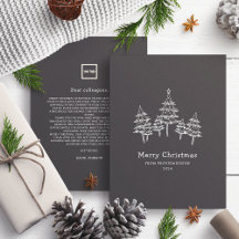 Cute Chalk Christmas Trees Black White Business