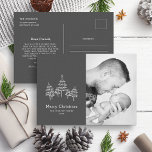 Cute Chalk Christmas Trees Black White Photo Postcard<br><div class="desc">Cute Chalk Christmas Trees Black White One Photo Postcard. The holiday postcard features cute chalk Christmas trees. Elegant and modern design. One photo.</div>