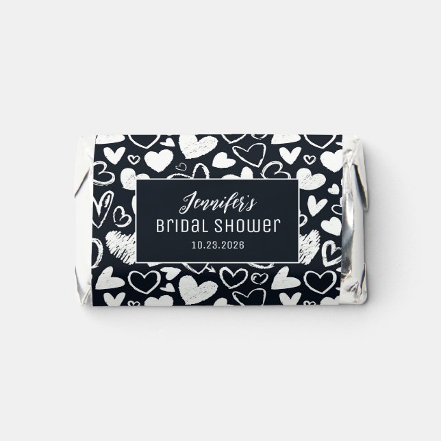 Cute Chalk Doodle Heart Pattern Black White Love Hershey's Miniatures (Front)