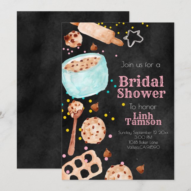 Cute chalkboard baking bridal shower invitation (Front/Back)