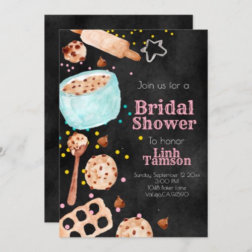 Cute chalkboard baking bridal shower invitation