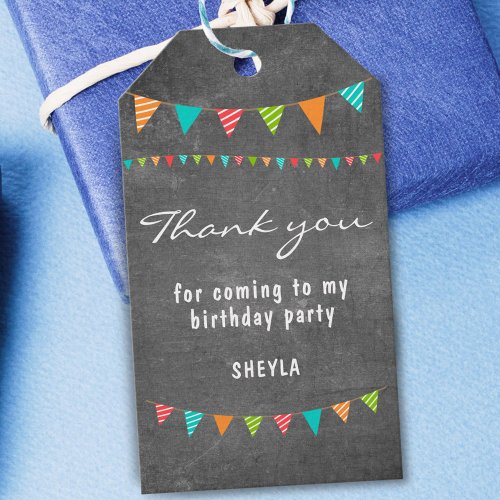 Cute Chalkboard Bunting flag Thank you Birthday Gift Tags