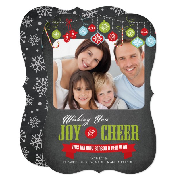 Cute Chalkboard Family Christmas Photo Card