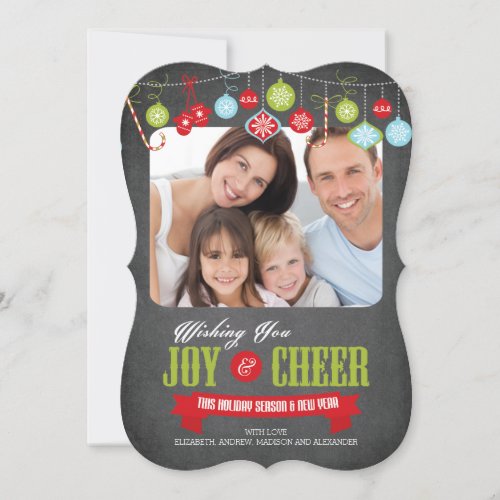 Cute Chalkboard Family Christmas Photo Card Personalized Invites