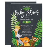 Cute Chalkboard Jungle Safari Baby Shower Card