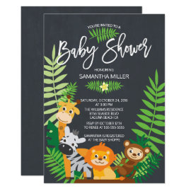 Cute Chalkboard Jungle Safari Baby Shower Card