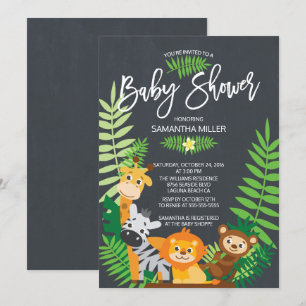 Cute Chalkboard Jungle Safari Baby Shower Invitation