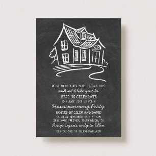 Cute Chalkboard New Home Housewarming Invitations