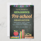 Cute Chalkboard Preschool Graduation Invitation (Front)