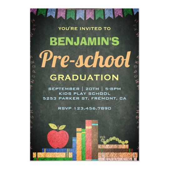 Cute Chalkboard Preschool Graduation Invitation | Zazzle.com