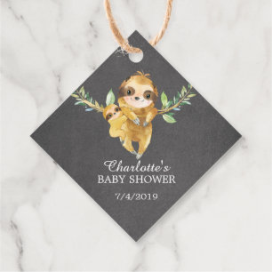 Cute Chalkboard Sloth Baby Shower Favor Favor Tags