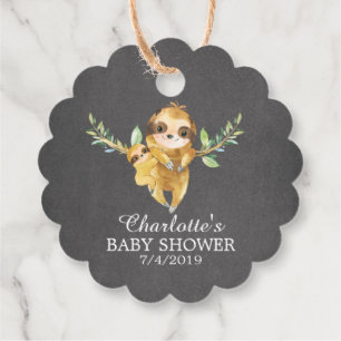 Cute Chalkboard Sloth Baby Shower Favor Tags