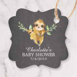 Cute Chalkboard Sloth Baby Shower Favor Tags