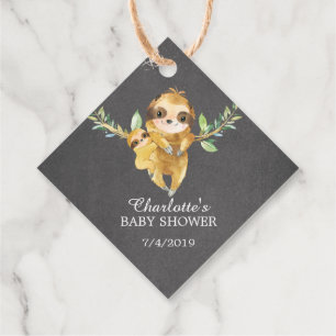 Cute Chalkboard Sloth Baby Shower Favor Tags