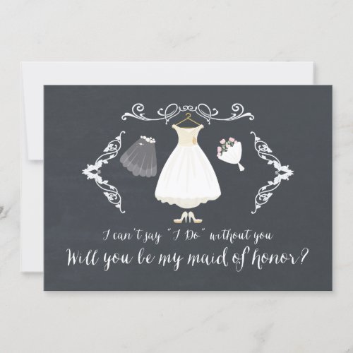 Cute Chalkboard Will You Be My Maid Of Honor Card