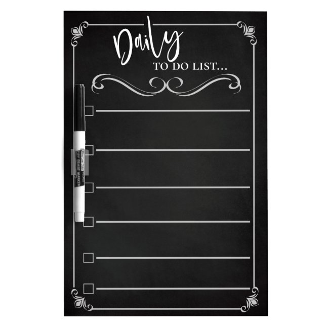 Cute Chalkboard With Frame Daily To Do List Dry Erase Board (Front)