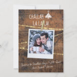 Cute Challah Days 1-Photo Holiday Hanukkah Card<br><div class="desc">"Challah La La La" is one of our series of photo-fun holiday designs. It's about Hanukkah, but also about inclusion of other celebrations, in a fun, light way. It features white handwriting chalk-styled typography and a rustic wood backdrop with strings of twinkling lights, plus a cute Christmas tree topped with...</div>