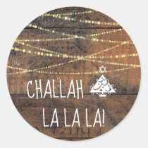 Cute Challah La La La Christmas Hanukkah Tree Icon Classic Round Sticker