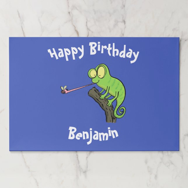 Cute chameleon catching a bug cartoon paper pad (Front)