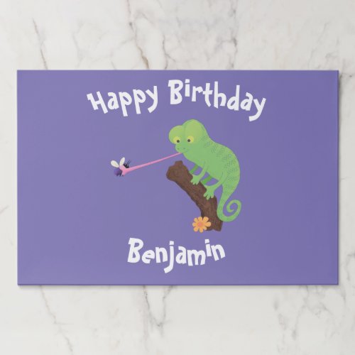 Cute chameleon catching a bug cartoon paper pad