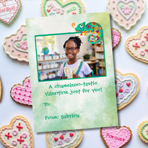 Cute Chameleon Kids Classroom Valentine's Day  Note Card