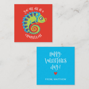 Cute Chameleon Kids Valentines Day Classroom Note Card
